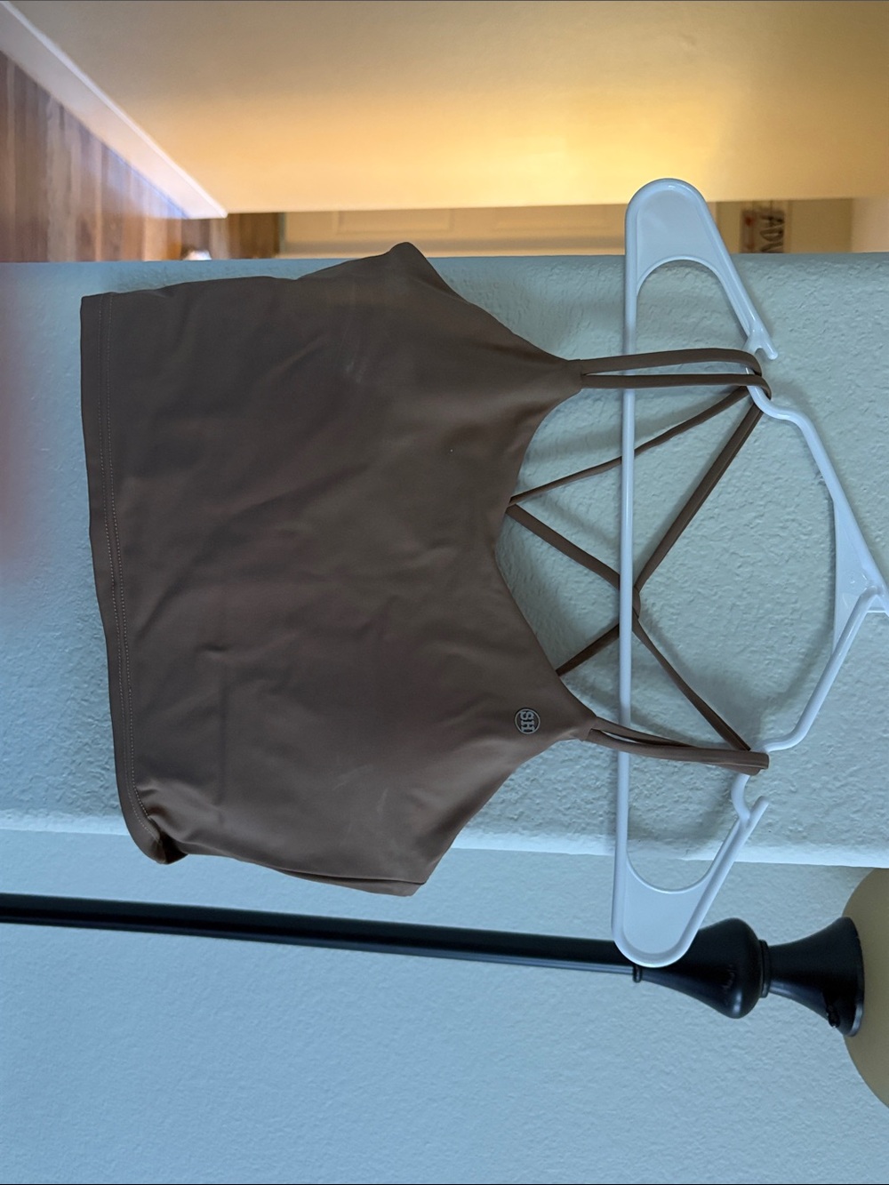 Women's Brown Strappy Crop Tank Top